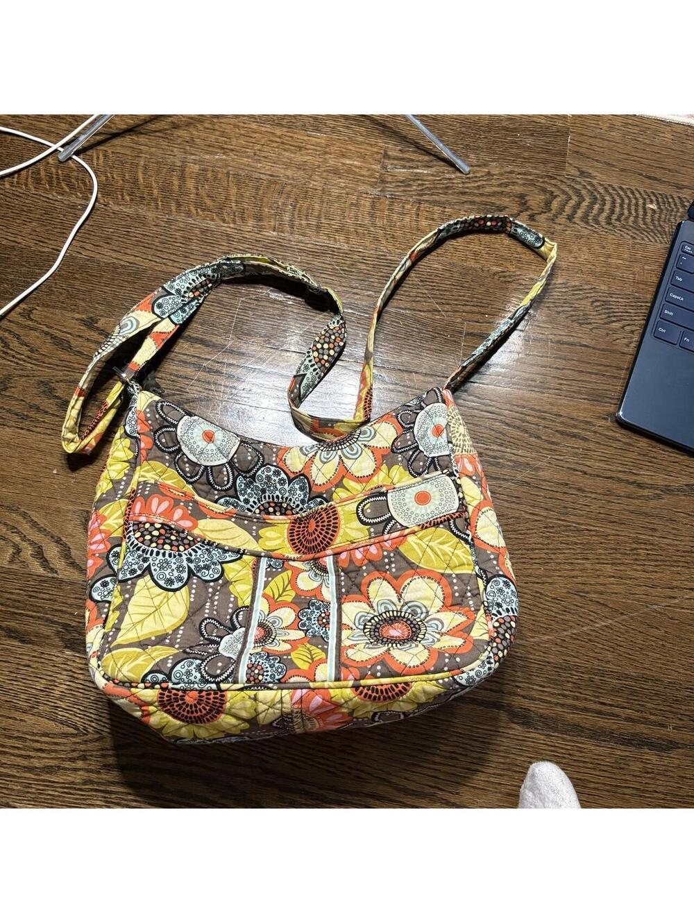 Vera Bradley "Sun Valley" quilted cotton hipster large crossbody shoulder bag